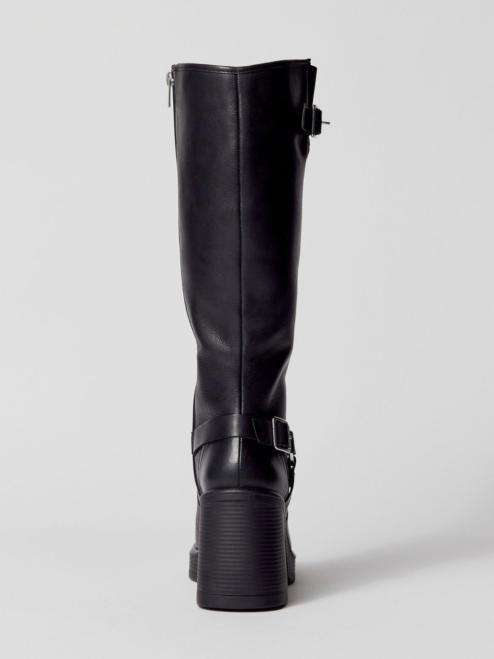 Steve Madden Black Leather Knee-High Buckle Riding Boots - Picture 4 of 4